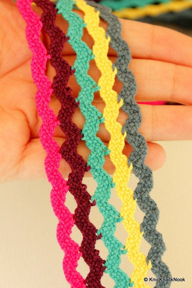 Wholesale Braided Rainbow Wave Trim, Scallop Trims 4cm Wide, Decorative Trim